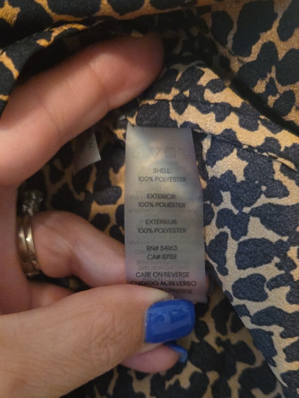 Calvin Klein Black & Camel Leopard Print Shirt - Picture 3 of 4